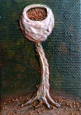 "Slime Mold #4", mixed media on canvas, 2 x 3", 2012