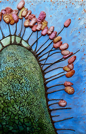 "Slime Mold #1", mixed media on canvas, 6 x 9", 2012