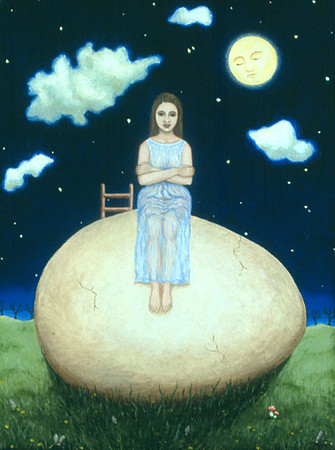 "Waiting", oil and acrylic on canvas, 12 x 16", 2000