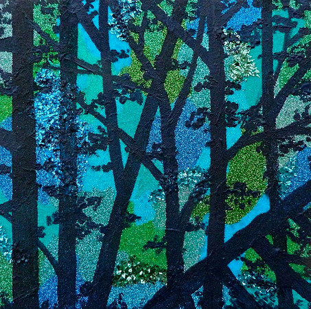"Tree Glam", mixed media, 8 x 8", 2013