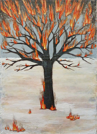 "Fire and Ice", acrylic on canvas, 5 x 7", 2013