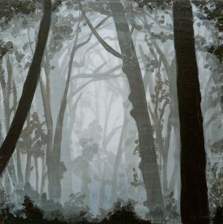 Foggy Trees #1, acrylic on canvas, 6 x 6", 2013