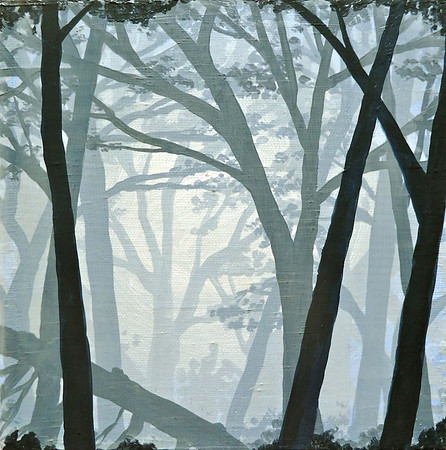 "Foggy Trees #7", acrylic on canvas, 8 x 8", 2013
