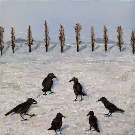 "The Conversation", acrylic on canvas, 6 x 6", 2013
