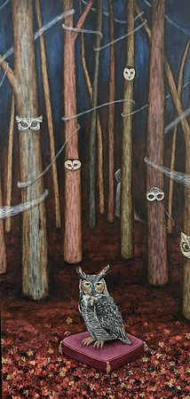 "Night Weaver", 2 x 4', acrylic and mixed media on canvas, 2019