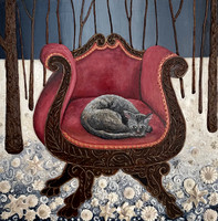 "Forest Guardian #1", acrylic on gesso board, 2014 100% of the proceeds from the sale of this artwork will be donated to senior pet adoptions organizations in the Chicago Area.