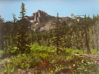 Sierra Buttes, 12 x 16", acrylic on canvas board, 2022
