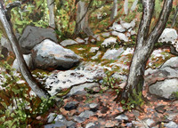 Yuba River, 11 x 14", acrylic on canvas board, 2022