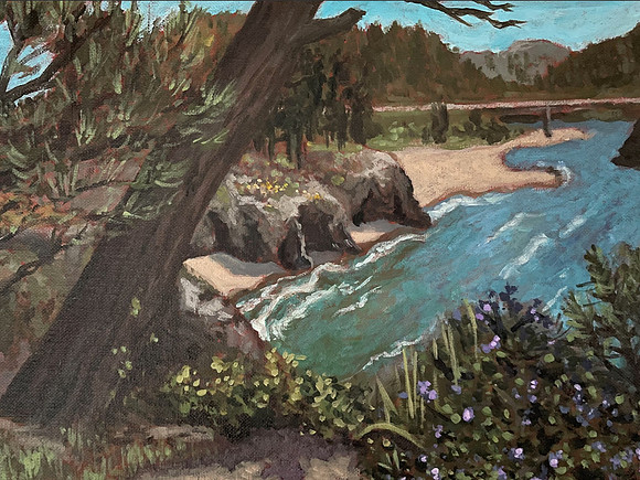 Mendocino Coast, 11 x 9", acrylic on canvas board, 2021