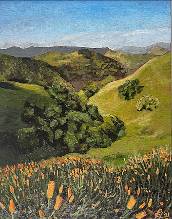 Mt. Diablo, 11 x 14", acrylic on canvas board, 2021