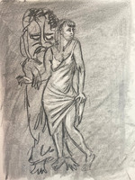 Emily Metalskin, 11 x 14", charcoal on paper, 2022.