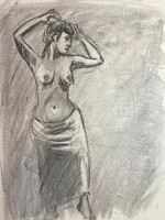 Emily Metalskin, 11 x 14", charcoal on paper, 2022
