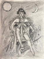 Emily Metalskin, 11 x 14", charcoal on paper, 2022.