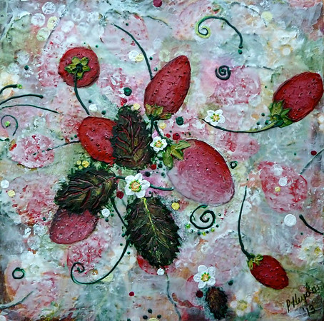 "Strawberries", 10 x 10", acrylic on canvas, 2013