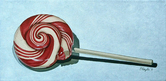 "Peppermint Swirl Pop", oil on canvas, 12 x 6", 2011