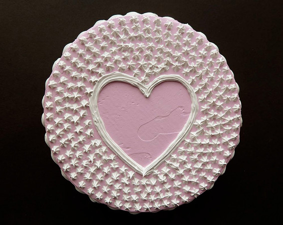 "Heart Cake", 5" diameter, acrylic on wood, 2013